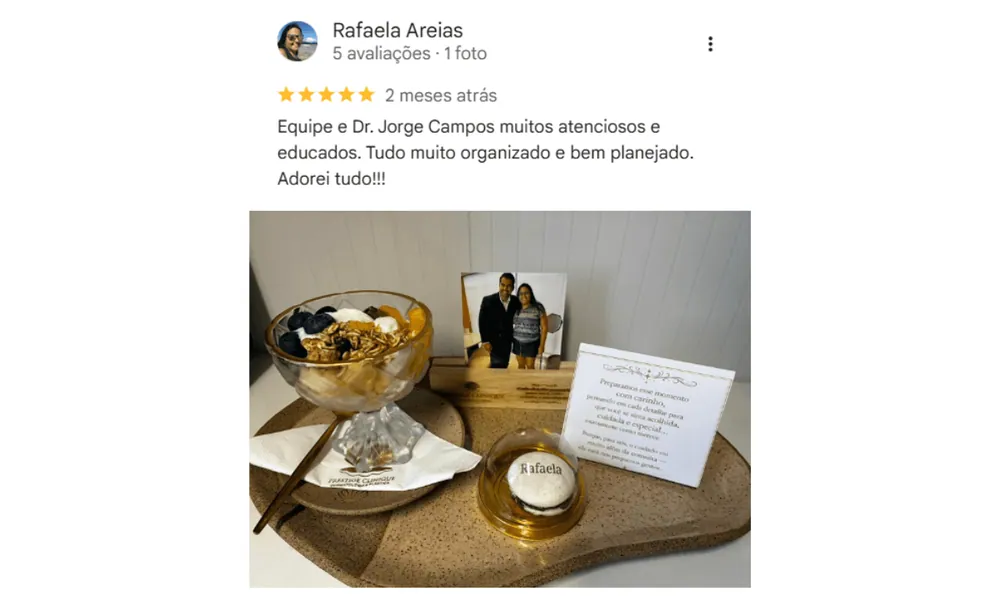 Avaliação de paciente no Google