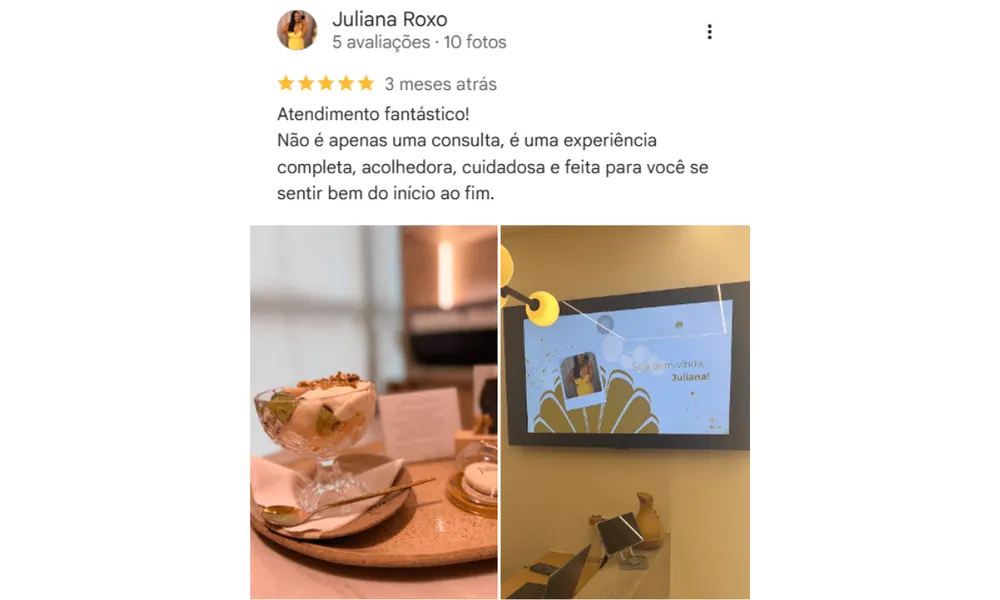 Avaliação de paciente no Google