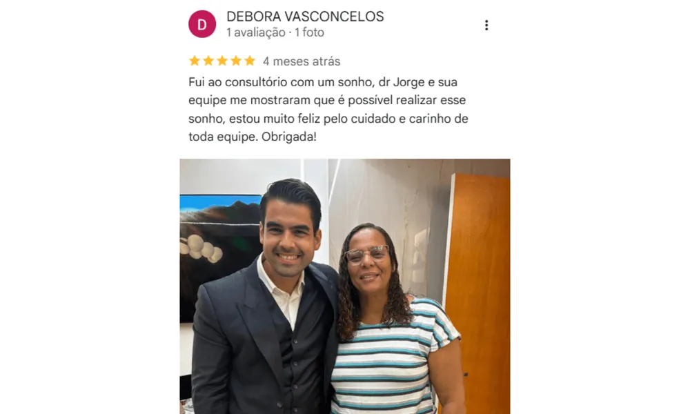 Avaliação de paciente no Google